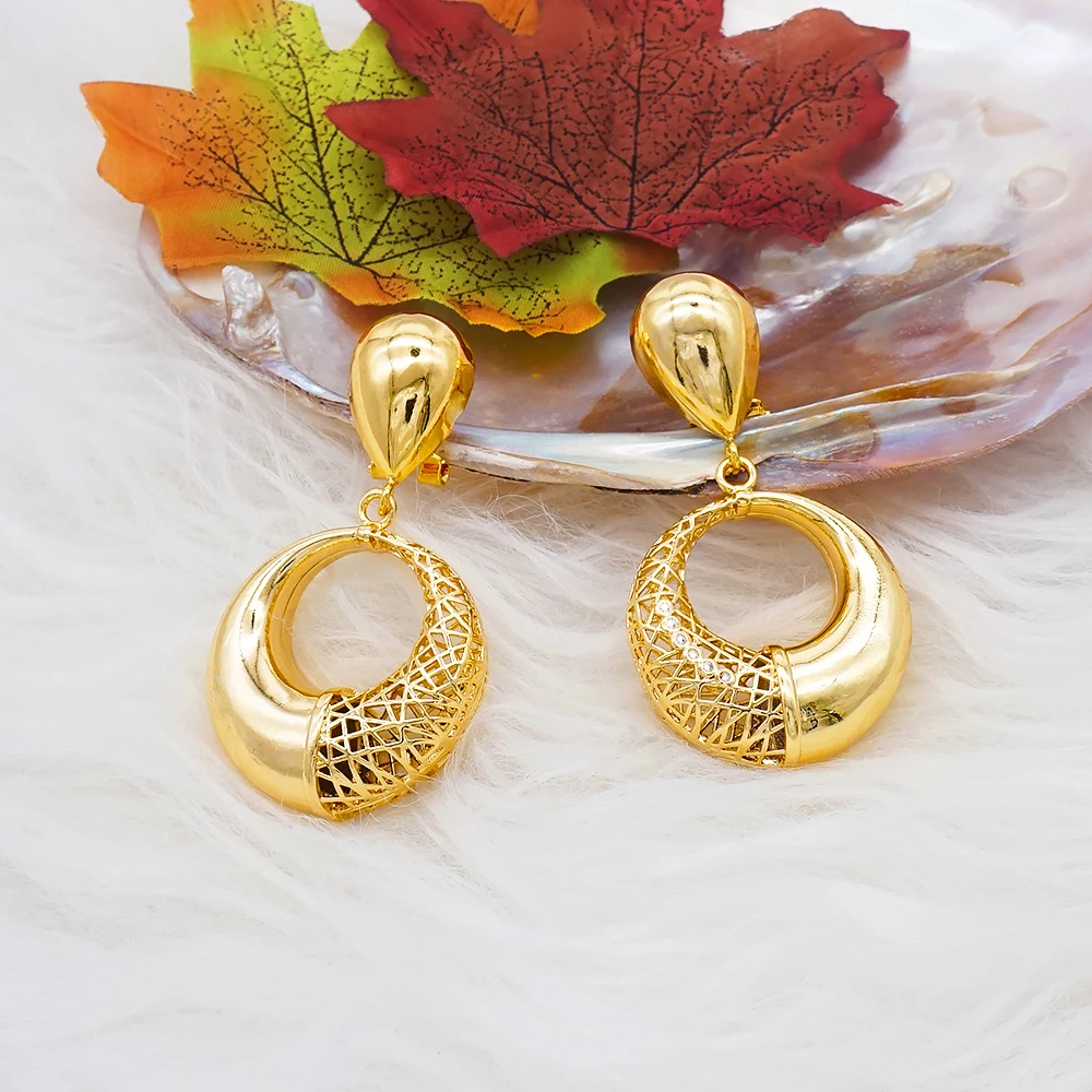 

New Arrival Metal Round Hoops Drop Dangle Earrings Statement Earring Wholesale Fashion Trend For Women Jewelry Accessories