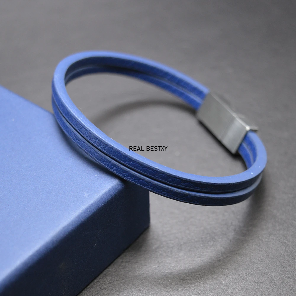 Классический Кожаный браслет для мужчин 5 шт./лот с логотипом на заказ по оптовой