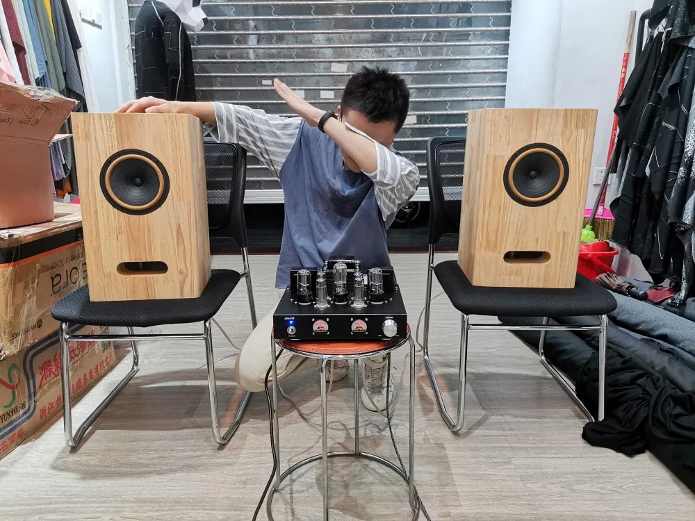 HiFi 6H8C Push 6p1 вакуумный ламповый усилитель односторонний стерео усилитель мощности VU метр ламповый усилитель 6.8вт ×2