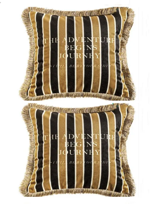 Бархатные наволочки Formaso, черные и золотые, 2 шт