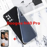 transparent phone case for doogee n40 pro silicone case cover soft black tpu case with glass for doogee n40 pro n40pro pelicula