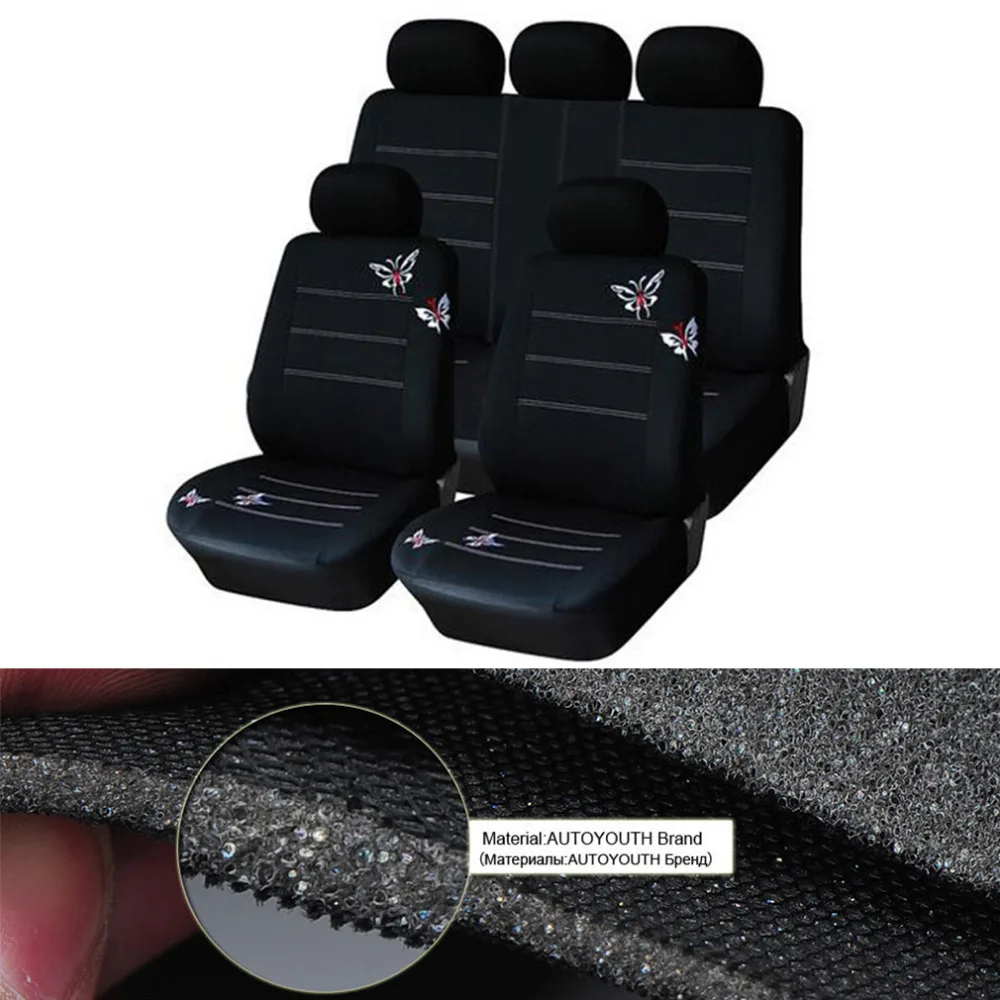 

Автомобильный Стайлинг вышитые Чехлы На Сиденья автомобиля с бабочкой универсальные автомобильные интерьерные Чехлы черные чехлы Горячая...