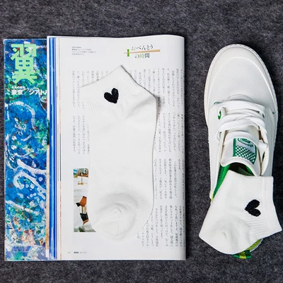1pair 1 пара, женские хлопковые носки, новинка, короткие носки с сердечками, Летние удобные женские носки, короткие носки для девочек, Meias - Цвет: 1pair
