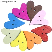 100pcs heart wooden buttons clothing decoration wedding decor handmade heart diy crafts scrapbooking for sewing accessories