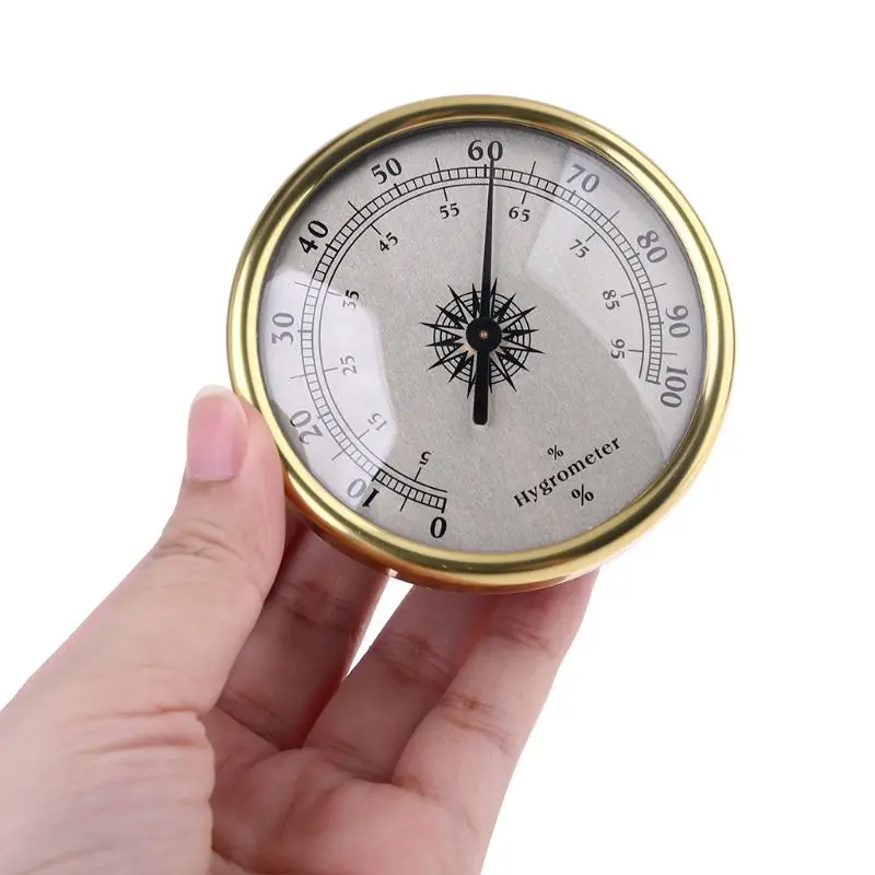 

72mm Round Gold Hygrometer Humidity Meter Gauge Ring Surface - No battery needed
