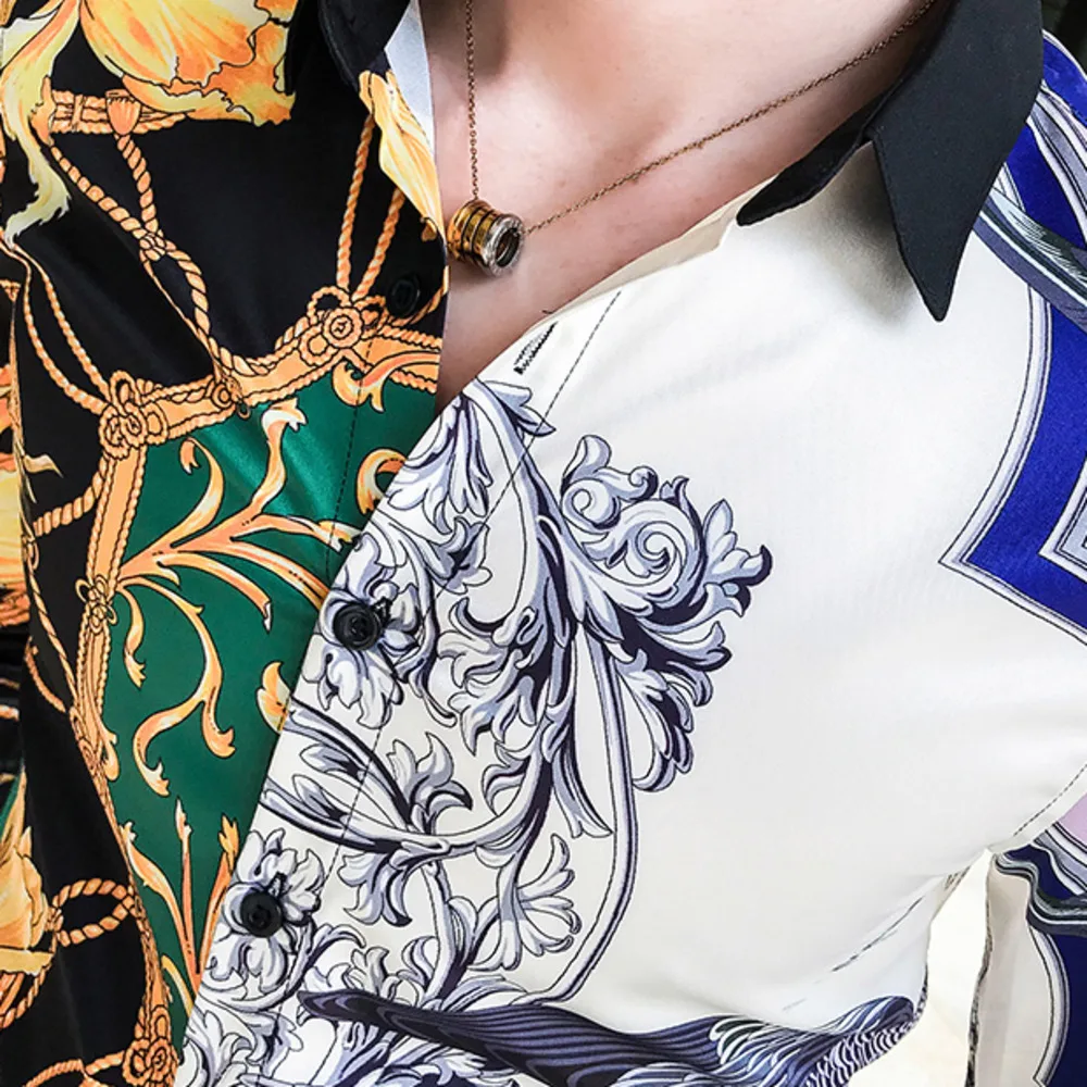 Мужская рубашка с 3D принтом повседневная приталенная длинным рукавом уличная