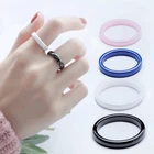 Кольцо женское керамическое черно-белое, 3 мм