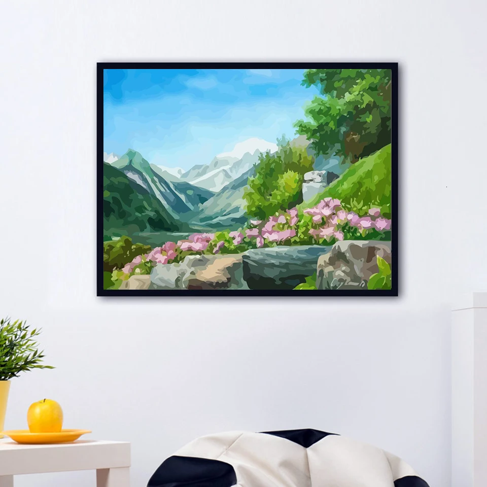 AZQSD Unframe DIY Раскраска по номерам цветы домашний декор акриловая краска масляная ing