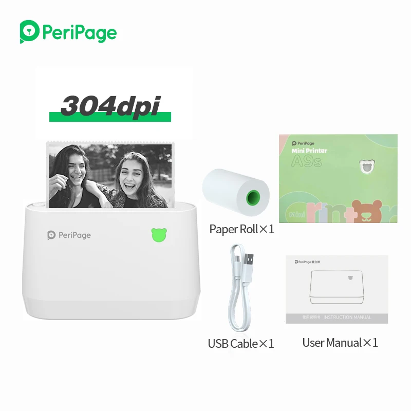 Миниатюрный карманный Термопринтер для фото HD 304 точек/дюйм PeriPage A9S 77 мм