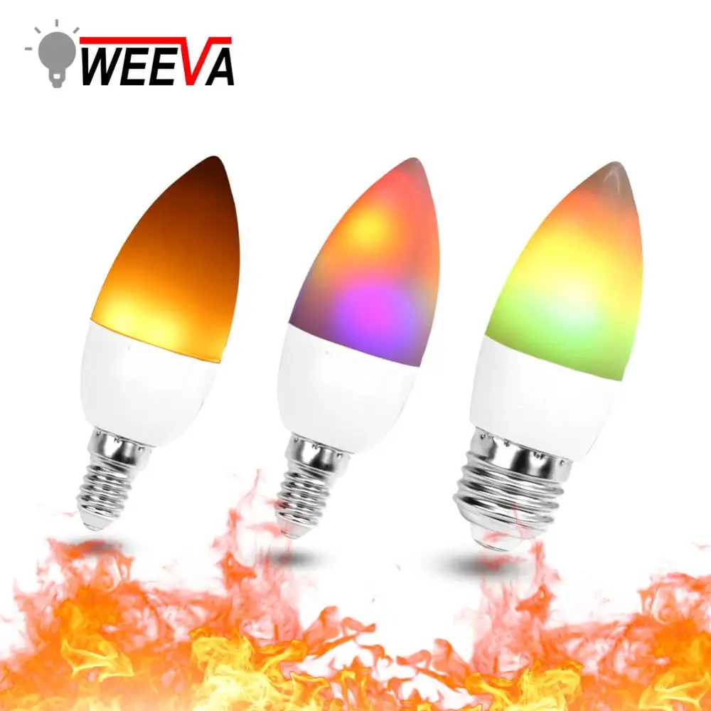 Светодиодный светильник в форме свечи E27 E14 E12 с эффектом пламени RGB ing Bombillas 3 Вт 110 В