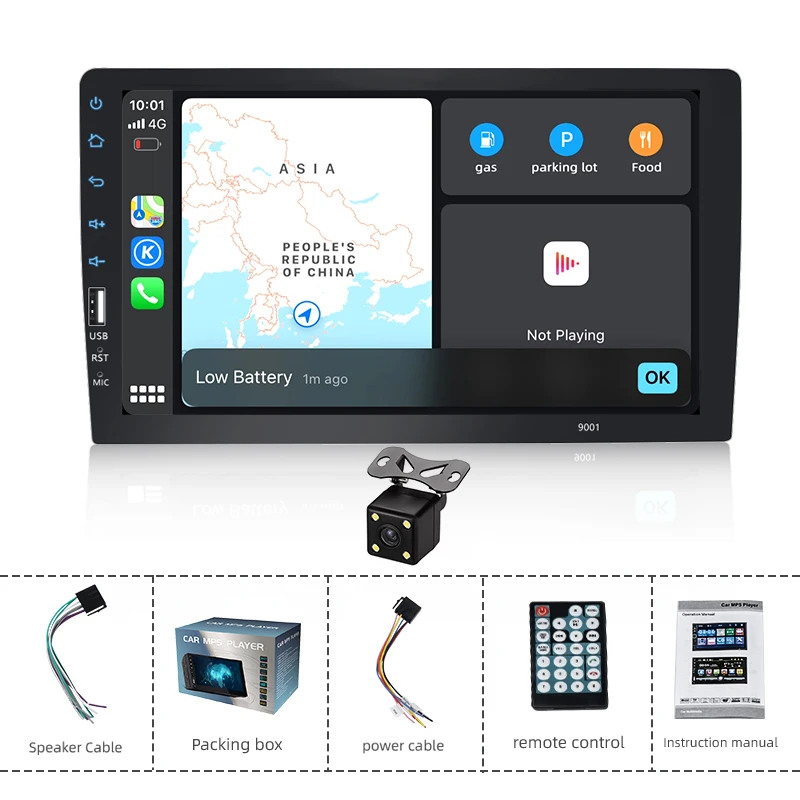 

1 DIN Car Radio 9 Inch Touch Screen Multimedia Video Player Reverse Camera Bluetooth USB Audio System For Apple Carplay