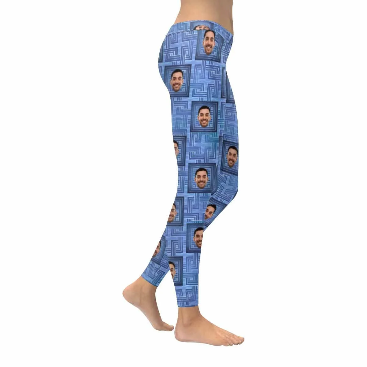 

Custom Face Blue Square Style Low Rise Yoga Leggings