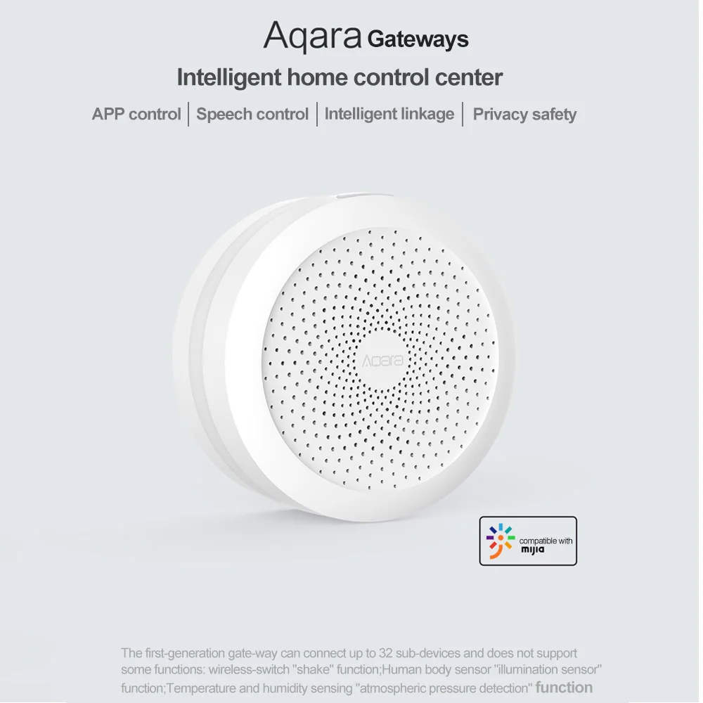 Aqara Hub Mi Gateway с RGB Led Ночной светильник умная работа Apple Homekit Mijia App ZHWG11LM|Смарт-гаджеты|