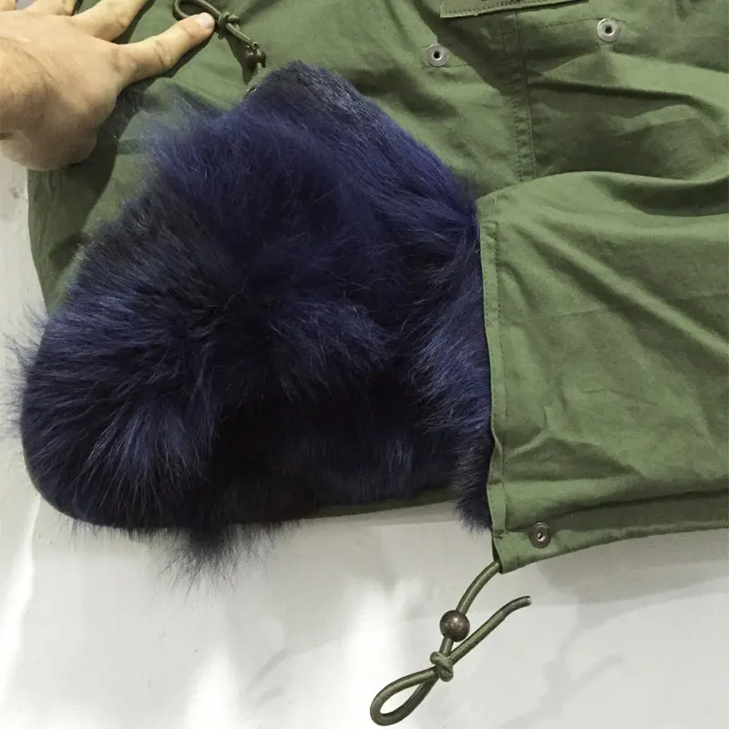 Мужская модная длинная куртка армейского зеленого цвета с голубым смешанным