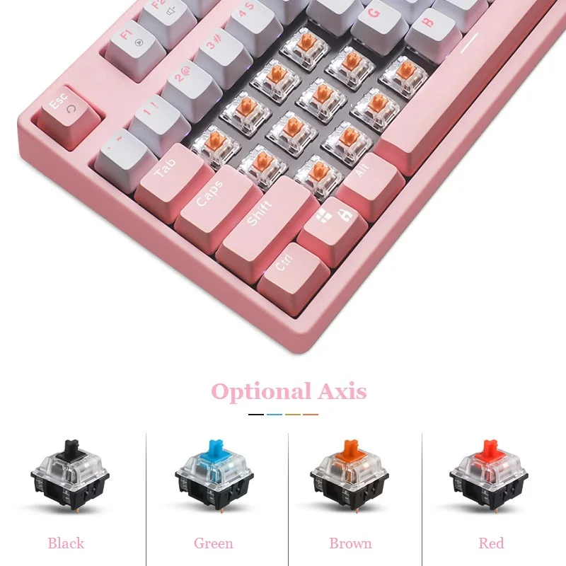 

87/108 Keys Gaming Mechanical Keyboard with Blue Red/Black/Brown Axis Mechanical Switch Keyboard White Backlit for Gamer