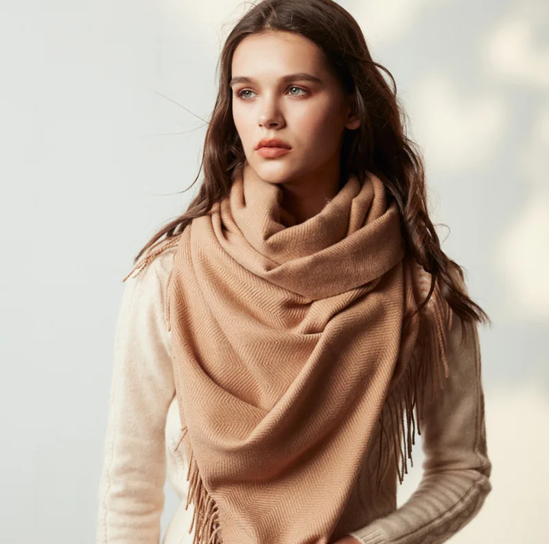 

Модная теплая мягкая шаль однотонные шарфы с кисточками женский шарф подарок Вечерние