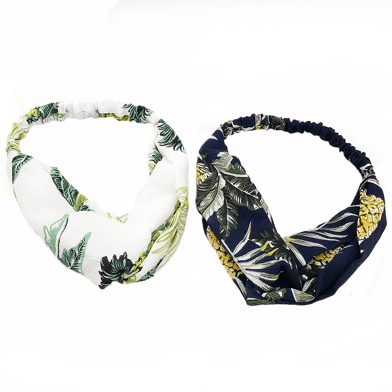 Women Retro Style Hairband Flower Printed Turban Cross Knot Headband Bandage Bandanas Ladies Hair Accessories |