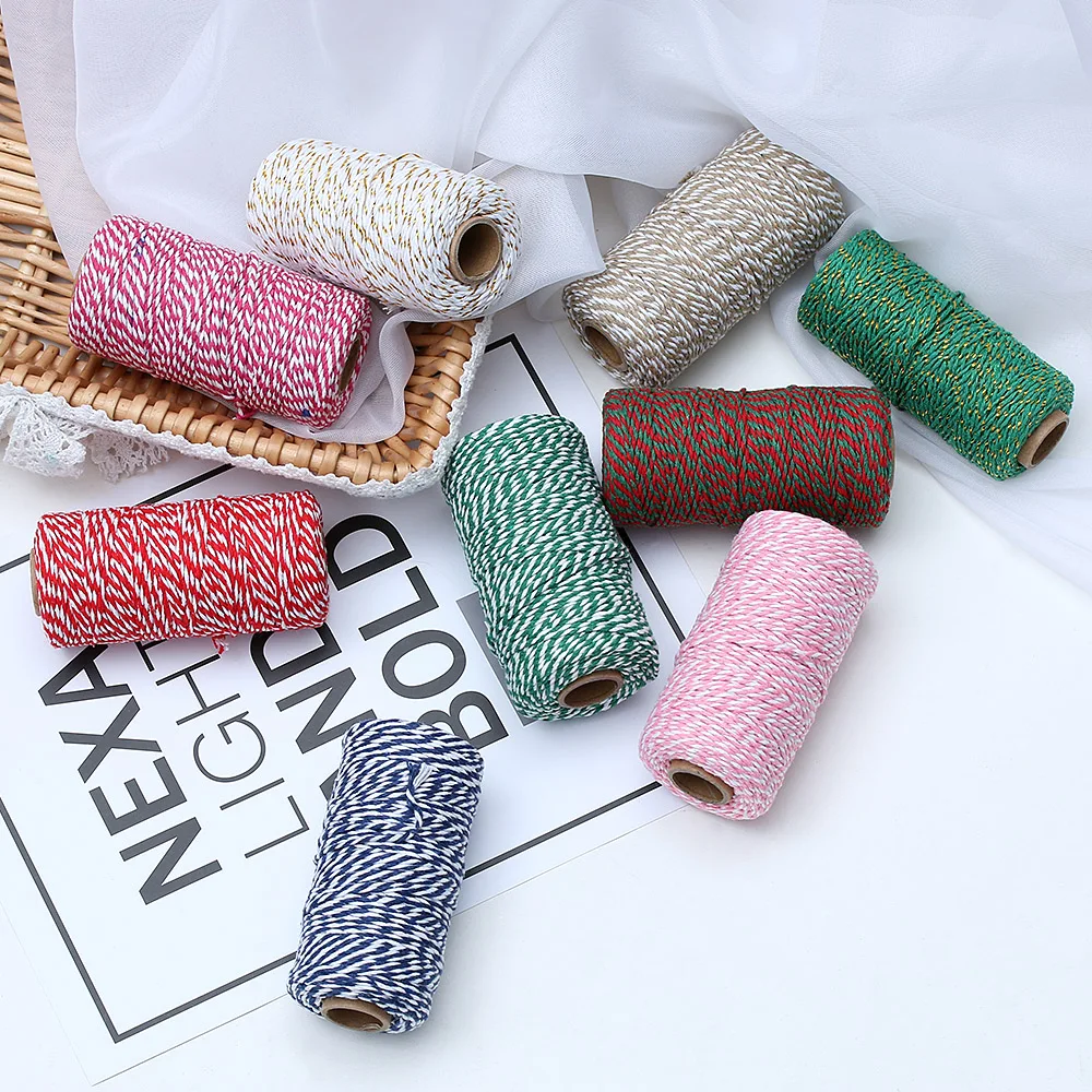 100 метров/рулон хлопковых шнуров ручной работы веревка для рукоделия упаковка