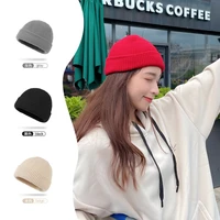 winter go out warm melon leather hat knitted hat women knitted hat mens solid color wild couple caps one piece wholesale
