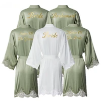 personalized bridesmaid robes lace robe bridal robes matt satin women wedding bride robe bathrobe
