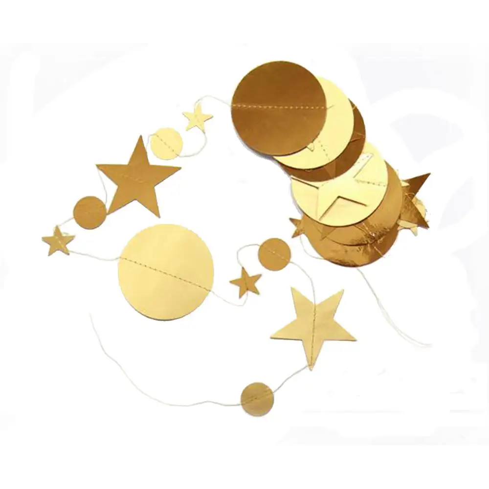 4 м цвета: золотистый серебристый Бумажная гирлянда звезда круг висит баннер для