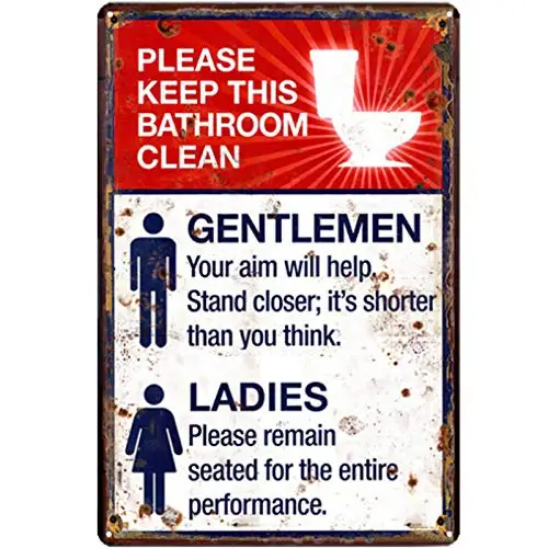 

Original Retro Design Please Keep Bathroom Clean Tin Metal Signs Wall Art | Thick Tinplate Print Poster Wall Decoration