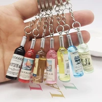 1pc cute novelty beer wine bottle keychain assorted color car bag keyring pendant for women men fashion gift