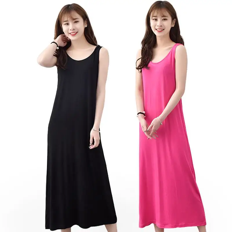 

Novelty Summer Women Casual Sleepwear Long Modal Nightgown Nightie Sleeveless Loose Home Dress Sexy Lingerie Nightdress