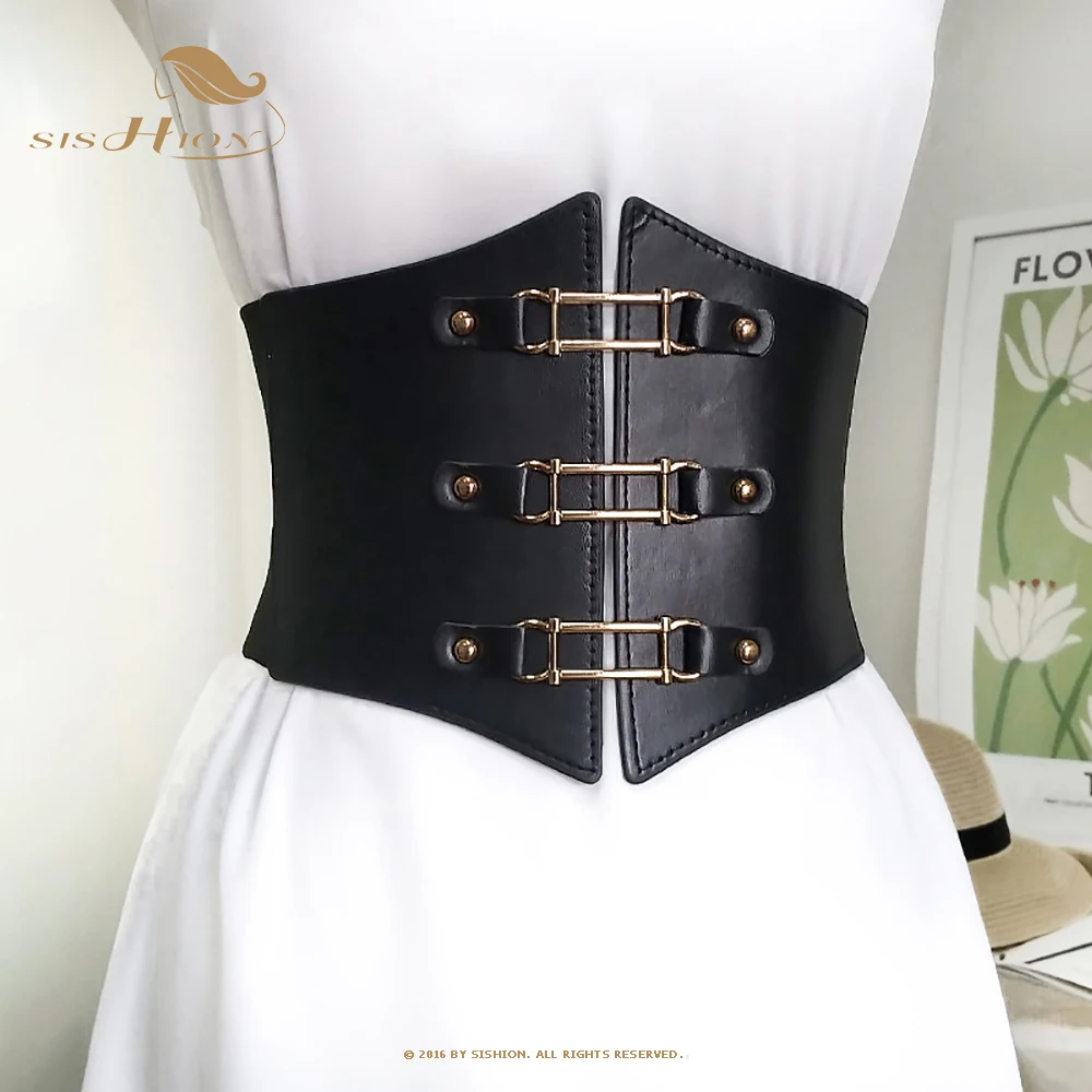 SISHION PU Leather Wide Waist Belt for Women VD2604 cinturones para mujer Corset Goth Ceinture Cinturones pasek damski