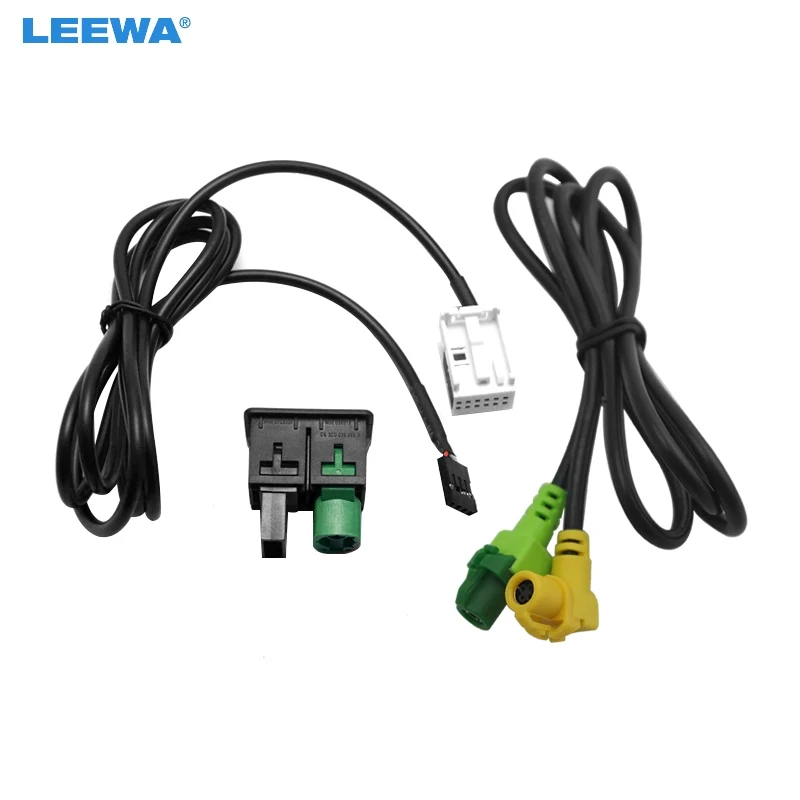 LEEWA USB 3 5 мм AUX переключатель корпус гнездо адаптер штекер кабель для Volkswagen OEM радио