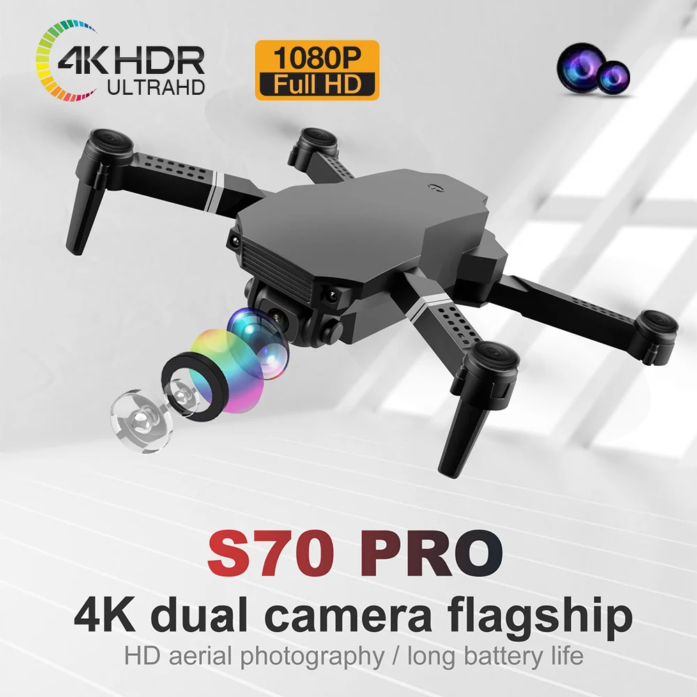

S70 Pro 4K Dual Camera Flagship HD1080P 3.7V Battery Smart Altitude Hold Trajectory Foldable Quadcopter APP Remote Control Drone
