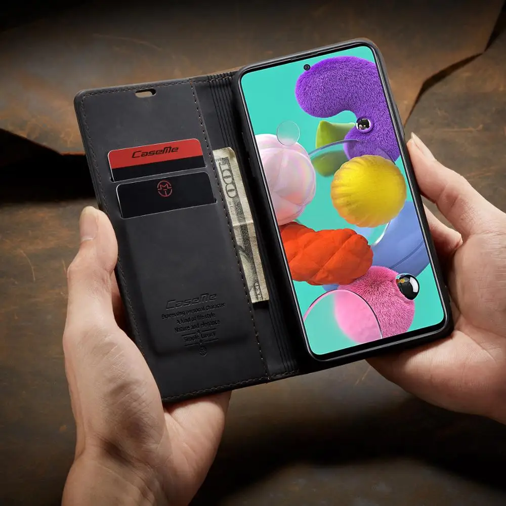 Кожаный чехол для Samsung Galaxy A51 A71 A81 A91 CaseMe Ретро кошелек роскошный магнитный