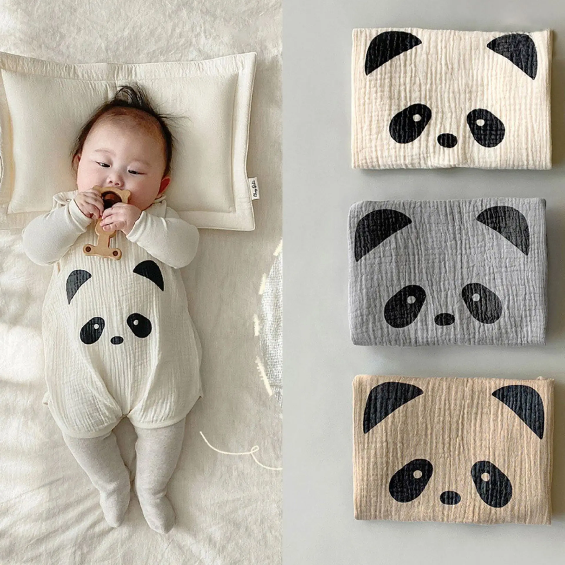 

Детский спальный мешок с изображением милой панды, спальный мешок для новорожденных с защитой от ударов, хлопковый дышащий и моющийся спаль...