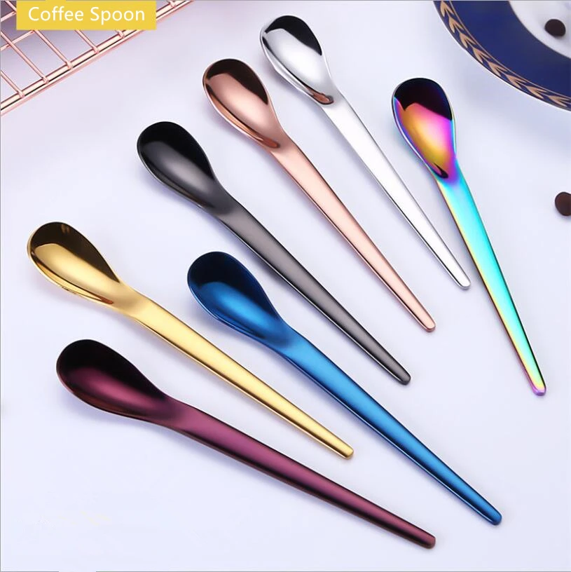 

New 304 stainless steel stirring spoon titanium-plated coffee ice cream dessert spoon small spoons