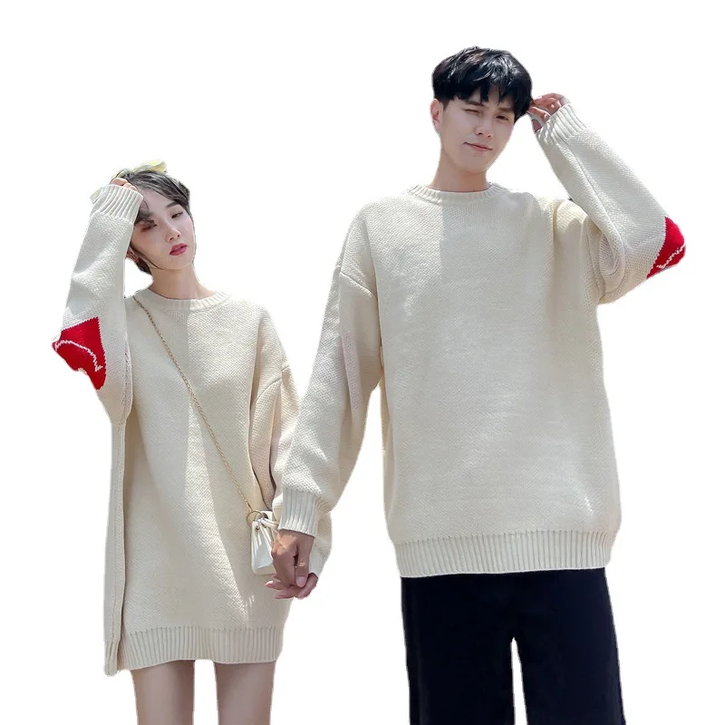 

Новинка Осень 2021, большой пуловер для мужчин и женщин с мультипликационным принтом love couple, свитер с круглым вырезом, осень 2020, женская одежда...