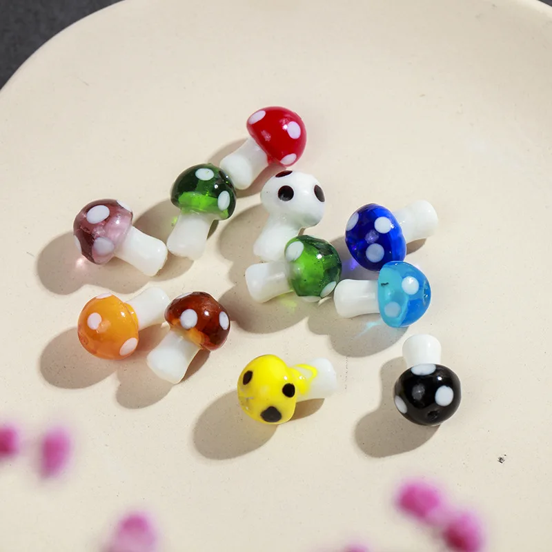 

20pcs Mix Color Mushroom Lampwork Beads 12X16mm Loose Spacer Handmade Lampwork Glass Beads DIY Jewelry Accessories Fashion