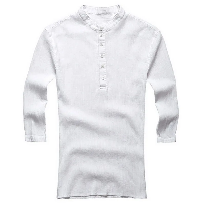 2020 летние мужские льняные рубашки белая Повседневная гавайская рубашка с