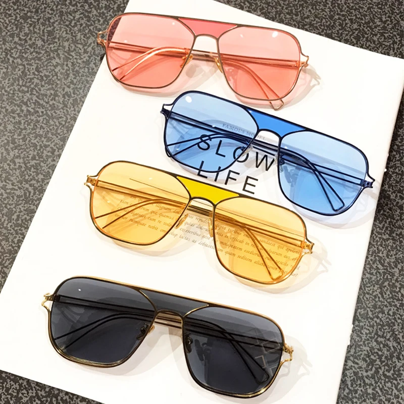 

sun glasses for women vintage square clear shades Oversized metal frame pilot Sunglasses Female fashion brand glasse
