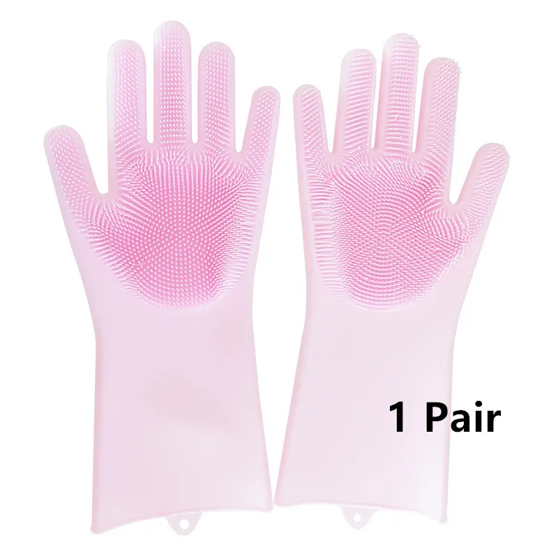 1 Pair 1 пара волшебных силиконовых перчаток для мытья посуды, перчатки для уборки ванной и кухни, домашние волшебные перчатки для уборки дома, теплоизоляционные инструменты - Цвет: 1 Pair