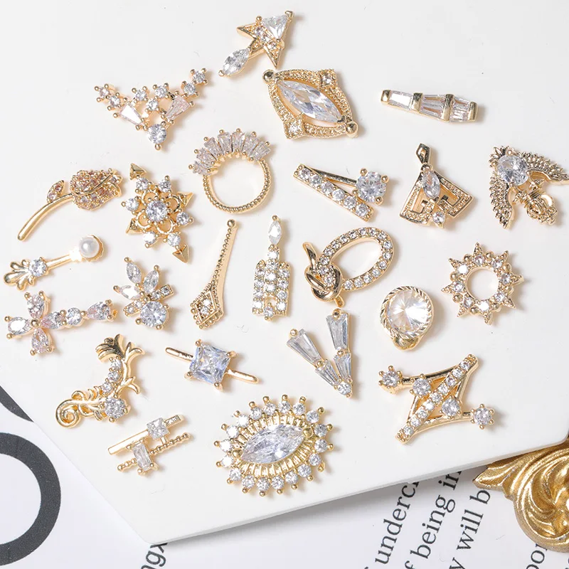 

HNIUX 1 Pieces 3D Metal Zircon Nail Art Jewelry Luxury Pearl Pendant Decoration Top Crystal Manicure Diamond Amulet