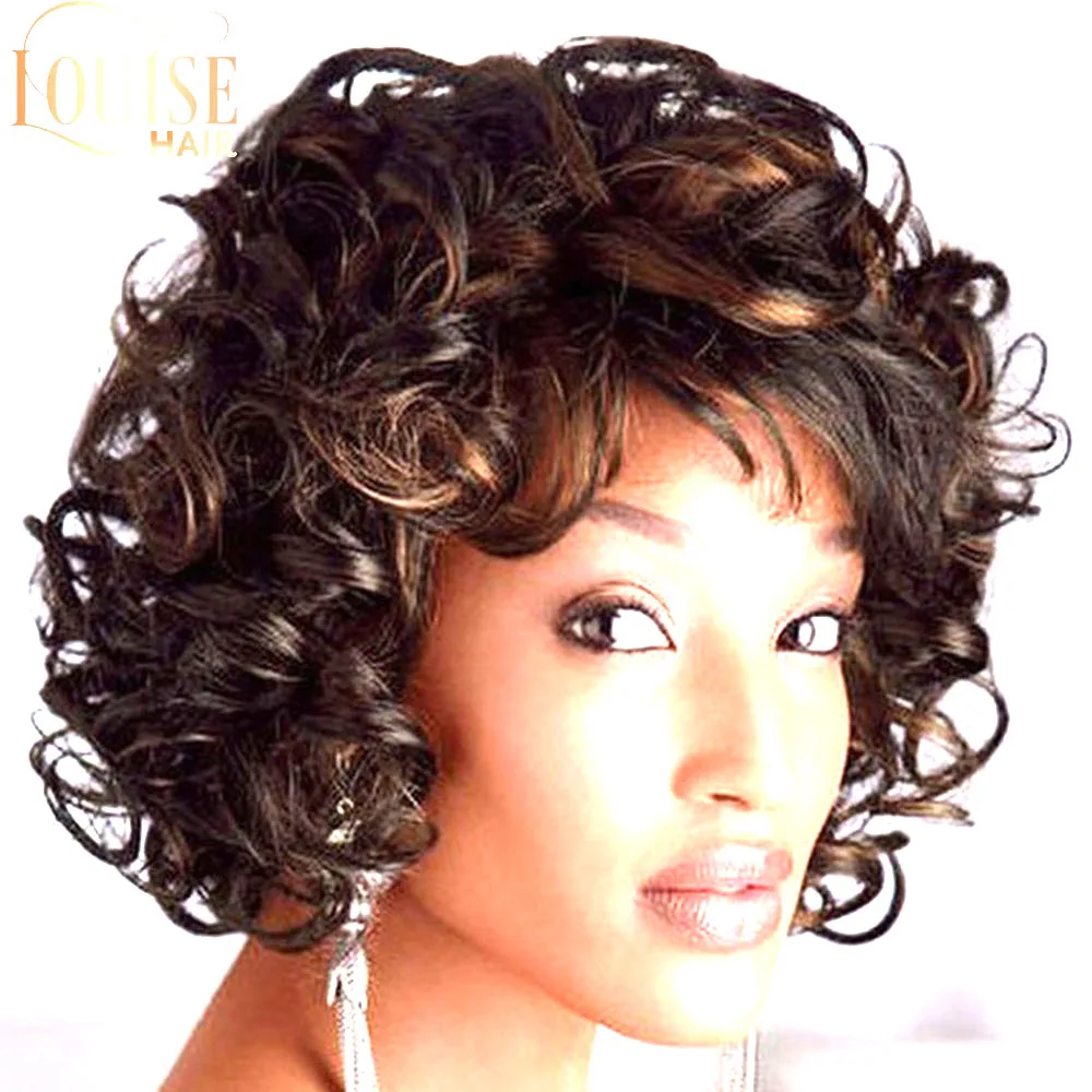 Короткие вьющиеся афро волосы Louise Hair парик синтетические парики для черных