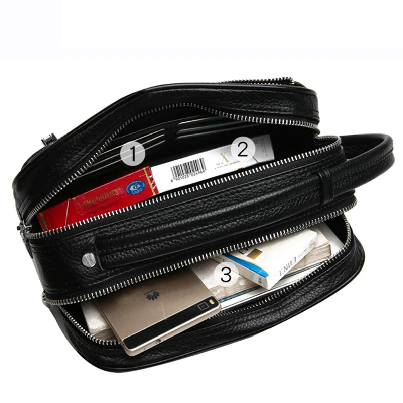 Многослойный клатч на двойной молнии для мужчин деловой бумажник маленькая