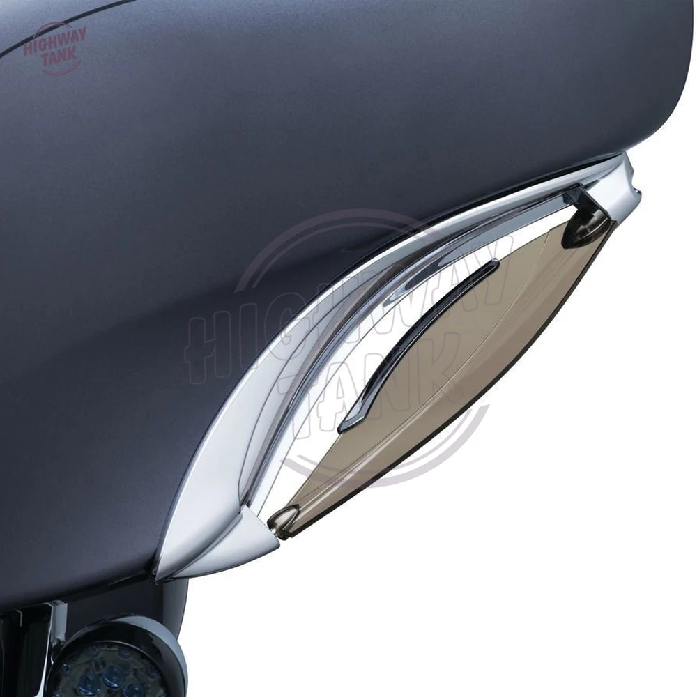 

Chrome Motorcycle Side Wings Adjustable Fairing Air Deflectors Case for Harley Batwing 2014-2017