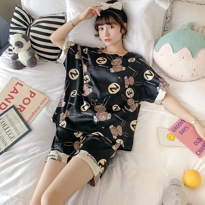 Пижама Ice женская с коротким рукавом тонкий комплект из двух предметов в