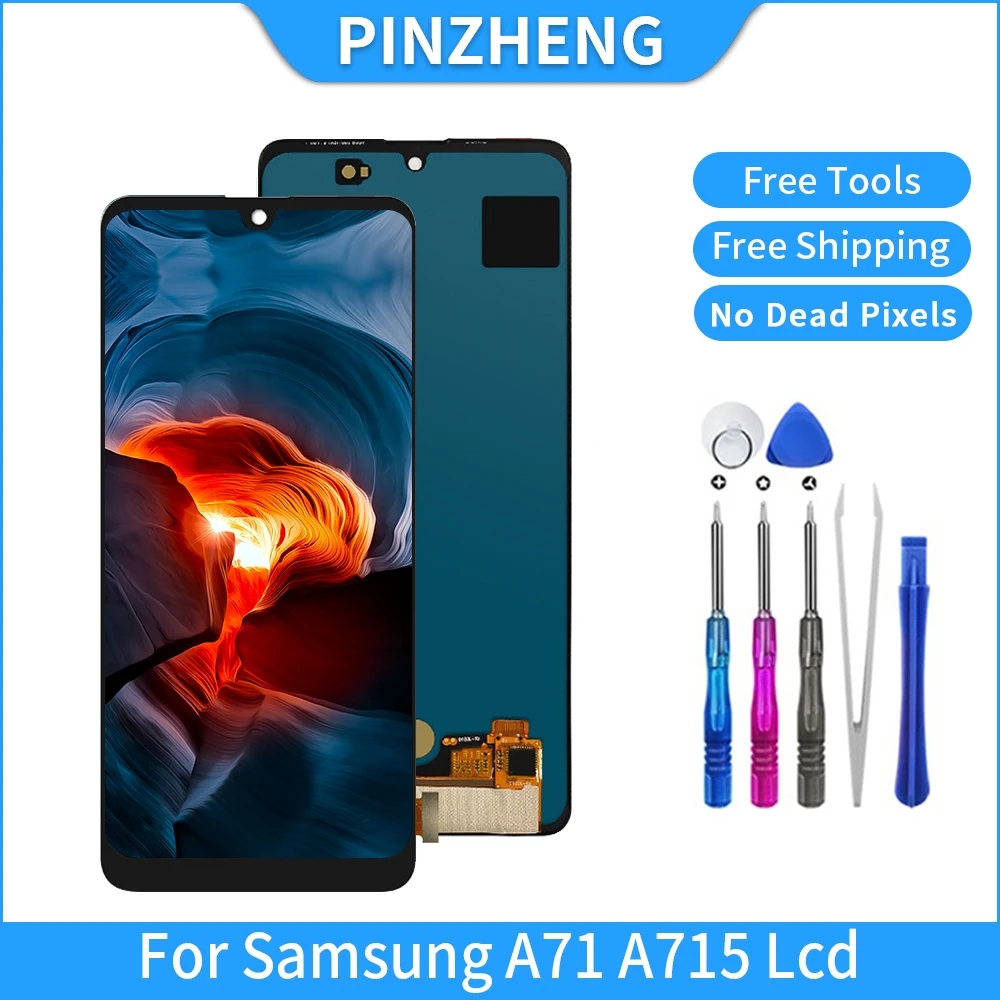 PINZHENG Original LCD For Samsung Galaxy A71 A715F A715FD A715W A715X OLED LCD Display Screen Digitizer Assembly Replacement