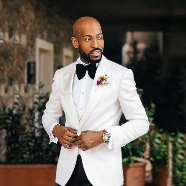 

2020 New White Suit Mens Wedding Suits Custom Made Groomsmen Tuxedos Fashion Slim Fit Party Suit 2 Piece Set (Jacket+Pants)