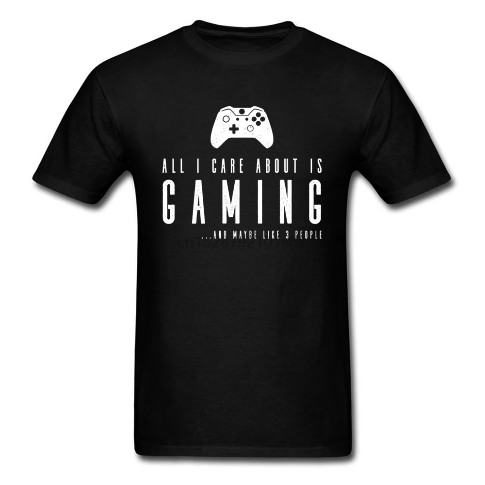 Men Funny T Shirt Cotton Casual Sweatshirt Tee Mens Summer Tops All I Care About Is Gaming Control Tshirt Text New T-Shirt |