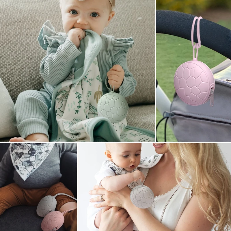 Soporte de silicona para chupete de beb&eacute;, caja de seguridad f&aacute;cil de limpiar, bolsa de mensajero sin BPA, con forma de bolsa, contenedor port&aacute;til para chupete infantil, producto para beb&eacute;-5