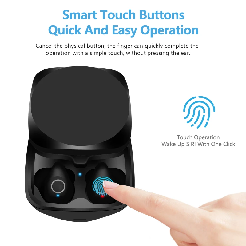 Q5 TWS Беспроводные наушники Bluetooth с защитой от воды и микрофоном для мобильных телефонов с чехлом для зарядки.