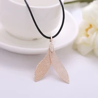 natural leaf necklace electroplating pendant fishtail charm ladies retro sweater chain clavicle chain diy elegant jewelry gift